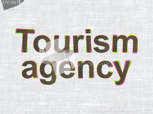 Image of Vacation concept: Tourism Agency on fabric texture background