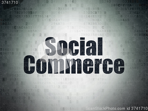 Image of Advertising concept: Social Commerce on Digital Paper background