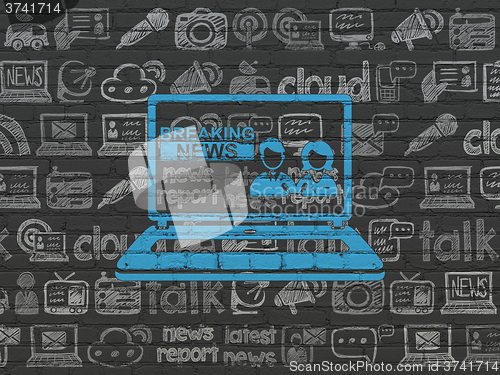Image of News concept: Breaking News On Laptop on wall background