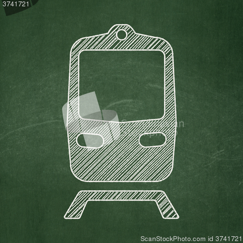Image of Travel concept: Train on chalkboard background