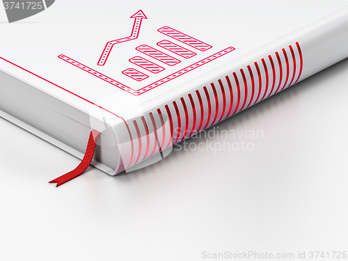 Image of News concept: closed book, Growth Graph on white background