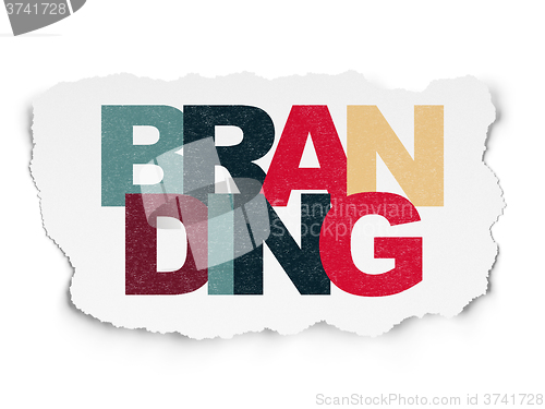 Image of Marketing concept: Branding on Torn Paper background