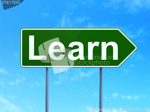 Image of Studying concept: Learn on road sign background