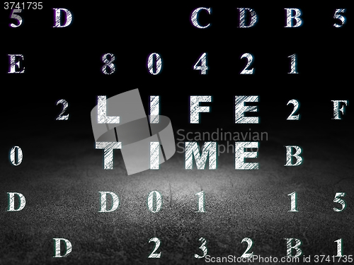 Image of Timeline concept: Life Time in grunge dark room