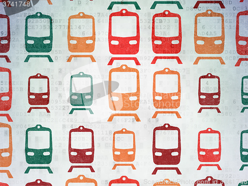 Image of Tourism concept: Train icons on Digital Paper background