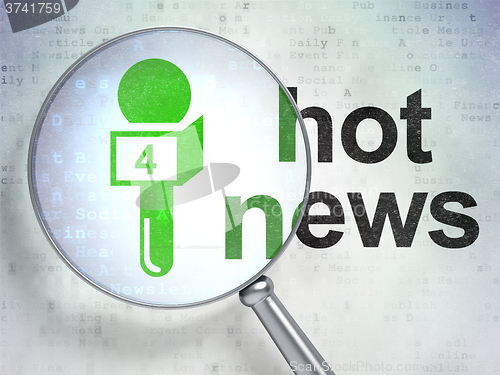 Image of News concept: Microphone and Hot News with optical glass