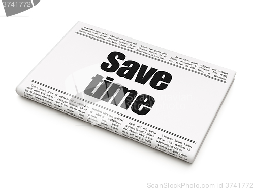 Image of Time concept: newspaper headline Save Time