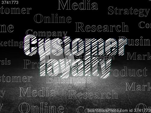 Image of Advertising concept: Customer Loyalty in grunge dark room