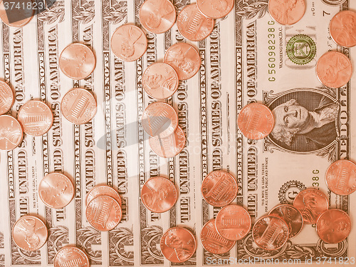 Image of  Dollar coins and notes vintage