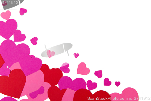 Image of close up of valentines heart shapes with copyspace