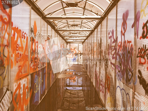 Image of  Bridge with graffiti vintage