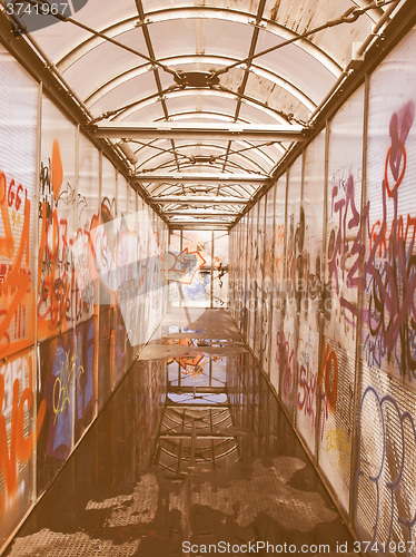 Image of  Bridge with graffiti vintage