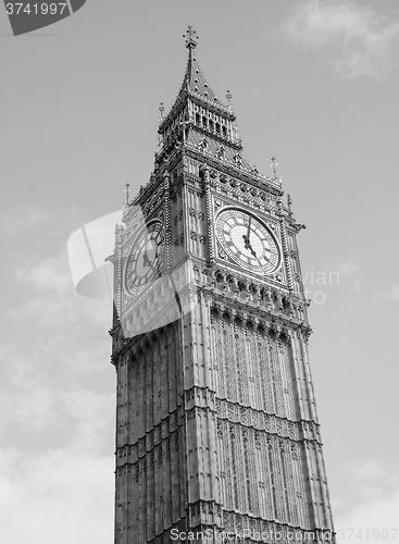 Image of Black and white Big Ben in London