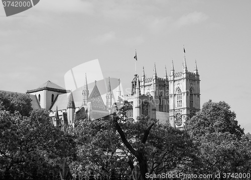 Image of Black and white Westminster Abbey in London