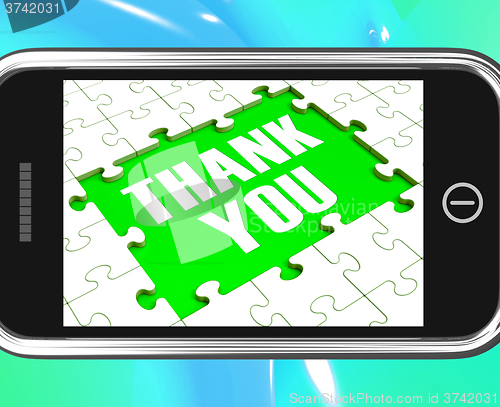 Image of Thank You On Smartphone Shows Gratitude Texts And Appreciation