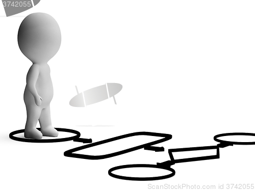 Image of Flowchart And 3d Character Showing Process Or Procedure