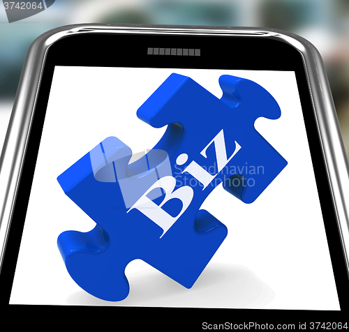Image of Biz Smartphone Shows Internet Business Or Shop