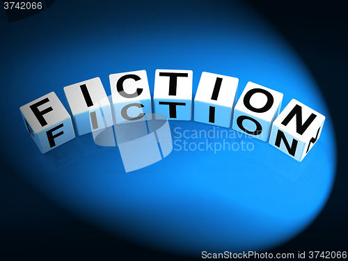 Image of Fiction Dice Show Fictional Tale Narrative or Novel