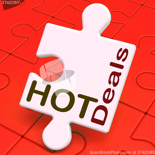 Image of Hot Deals Puzzle Means Amazing Offer Deal