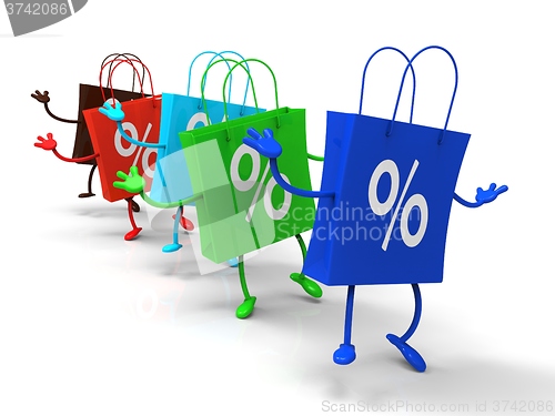 Image of Percent Sign On Shopping Bags Shows Bargains