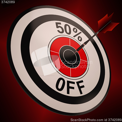 Image of 50 Percent Off Shows Markdown Bargain Advertisement