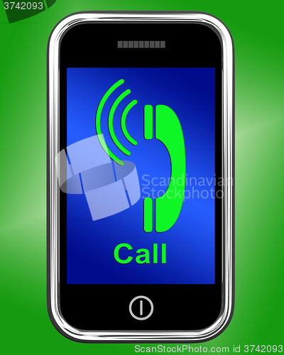 Image of Call  On Phone Shows Talk or Chat