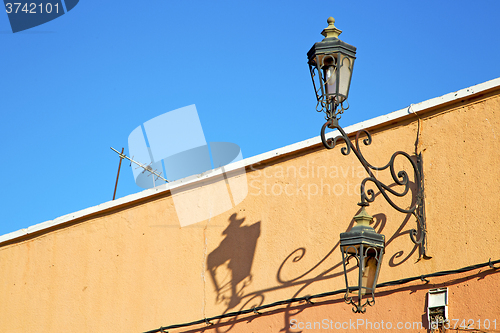 Image of  street lamp in morocco africa broken glass decoration
