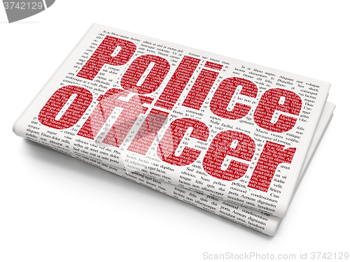 Image of Law concept: Police Officer on Newspaper background