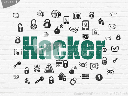 Image of Safety concept: Hacker on wall background