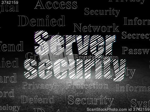 Image of Security concept: Server Security in grunge dark room