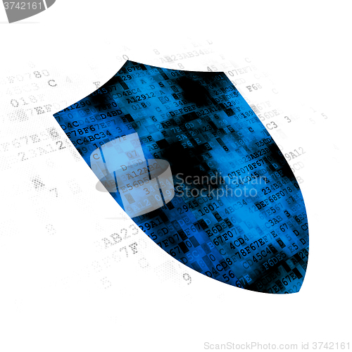 Image of Privacy concept: Shield on Digital background