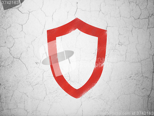 Image of Privacy concept: Contoured Shield on wall background