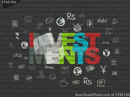 Image of Currency concept: Investments on wall background