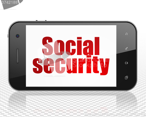 Image of Security concept: Smartphone with Social Security on display