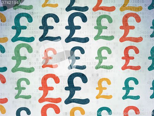 Image of Money concept: Pound icons on Digital Paper background