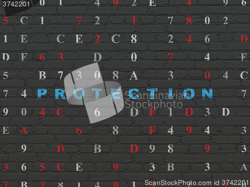 Image of Protection concept: Protection on wall background