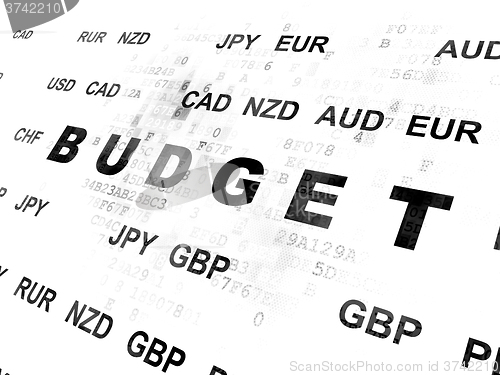 Image of Currency concept: Budget on Digital background