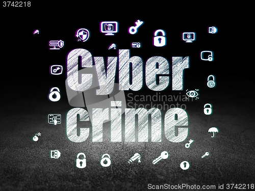 Image of Protection concept: Cyber Crime in grunge dark room