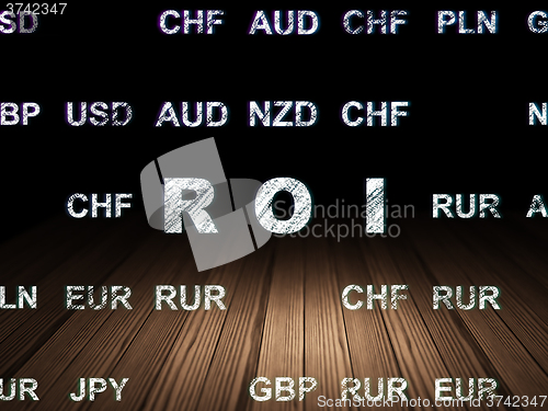 Image of Finance concept: ROI in grunge dark room