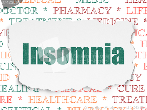 Image of Medicine concept: Insomnia on Torn Paper background