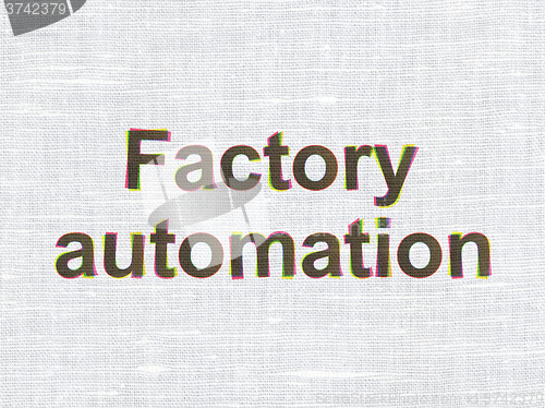 Image of Industry concept: Factory Automation on fabric texture background