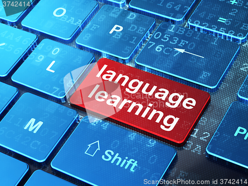 Image of Learning concept: Language Learning on computer keyboard background