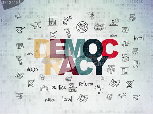 Image of Politics concept: Democracy on Digital Paper background