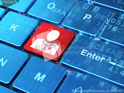 Image of Healthcare concept: Doctor on computer keyboard background