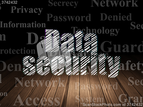 Image of Protection concept: Data Security in grunge dark room