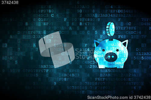 Image of Money concept: Money Box With Coin on digital background