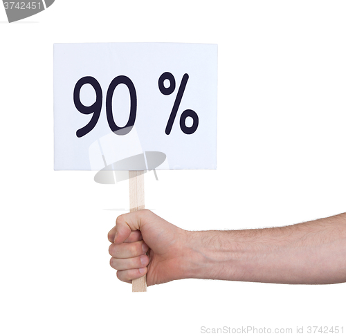 Image of Sale - Hand holding sigh that says 90%