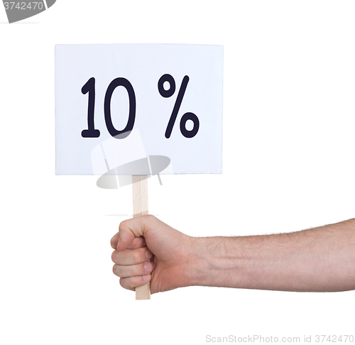 Image of Sale - Hand holding sigh that says 10%