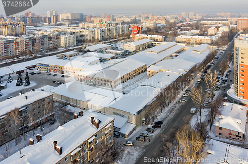 Image of Aerial bird view of Shopping center.Tyumen.Russia