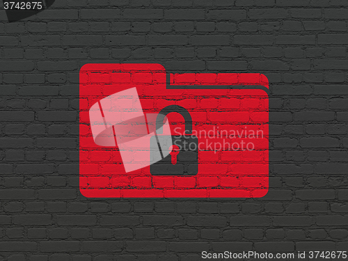 Image of Finance concept: Folder With Lock on wall background